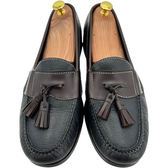Cole Haan Men's 10D Black Brown Pebble Leather Pinch Tassel Loafers Dress Shoes - Picture 9 of 12